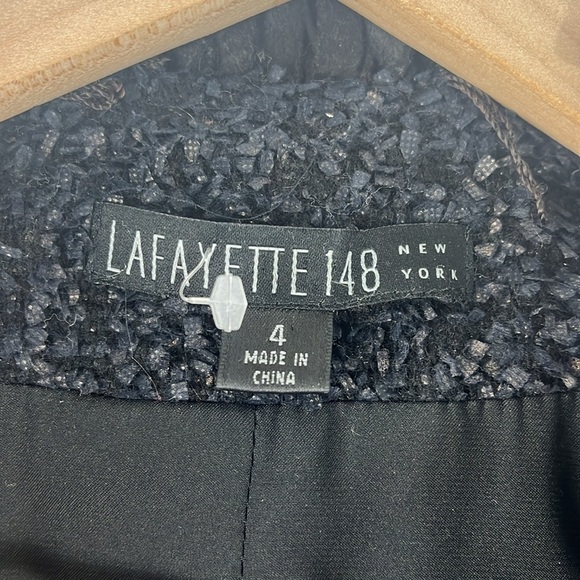 Lafayette 148 Textured Open Front Fringe Wool Blend Blazer Jacket Size 4 Career - Picture 3 of 12